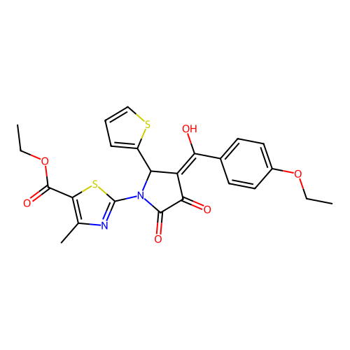 ethyl 2-(3-(4-ethoxybenzoyl)-4-hydroxy-5-oxo-2-(thiophen-2-yl)-2,5-dihydro-1H-pyrrol-1-yl)-4-methylthiazole-5-carboxylate structure