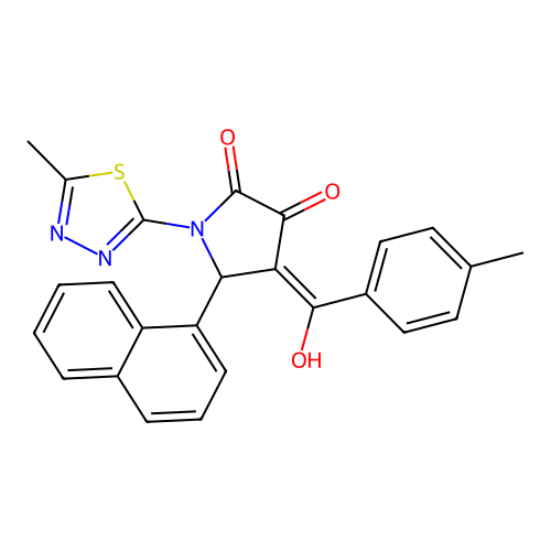 (4E)-4-[hydroxy(4-methylphenyl)methylidene]-1-(5-methyl-1,3,4-thiadiazol-2-yl)-5-(naphthalen-1-yl)pyrrolidine-2,3-dione structure