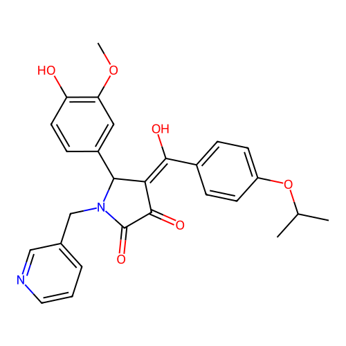 (4E)-5-(4-hydroxy-3-methoxyphenyl)-4-[hydroxy-(4-propan-2-yloxyphenyl)methylidene]-1-(pyridin-3-ylmethyl)pyrrolidine-2,3-dione structure