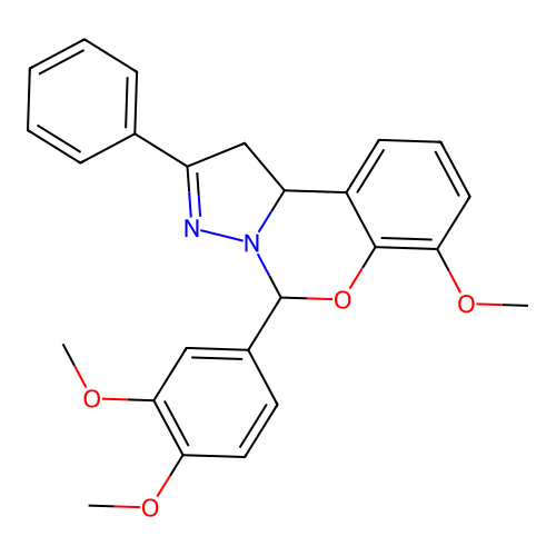 5-(3,4-dimethoxyphenyl)-7-methoxy-2-phenyl-1,10b-dihydropyrazolo[1,5-c][1,3]benzoxazine structure