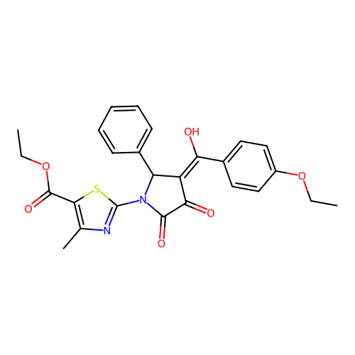 ethyl 2-(3-(4-ethoxybenzoyl)-4-hydroxy-5-oxo-2-phenyl-2,5-dihydro-1H-pyrrol-1-yl)-4-methylthiazole-5-carboxylate structure
