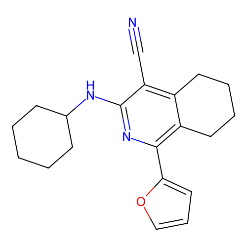 3-(Cyclohexylamino)-1-(furan-2-yl)-5,6,7,8-tetrahydroisoquinoline-4-carbonitrile structure