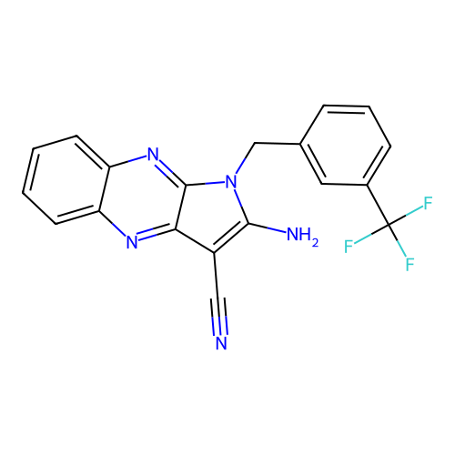 2-amino-1-(3-(trifluoromethyl)benzyl)-1H-pyrrolo[2,3-b]quinoxaline-3-carbonitrile structure