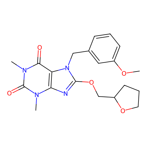 7-[(3-methoxyphenyl)methyl]-1,3-dimethyl-8-(oxolan-2-ylmethoxy)purine-2,6-dione structure