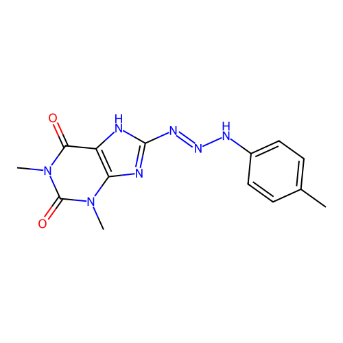 1,3-dimethyl-8-[(4-methylanilino)diazenyl]-7H-purine-2,6-dione structure