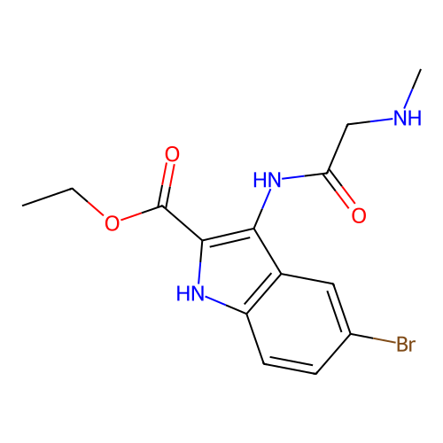 ethyl 5-bromo-3-[(N-methylglycyl)amino]-1H-indole-2-carboxylate structure