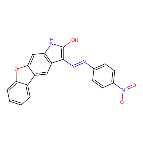 3-[2-(4-nitrophenyl)hydrazinyl]-[1]benzofuro[3,2-f]indol-2-one structure