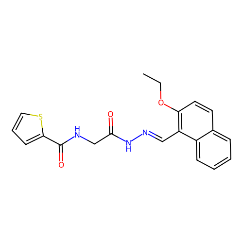 (E)-N-(2-(2-((2-ethoxynaphthalen-1-yl)methylene)hydrazinyl)-2-oxoethyl)thiophene-2-carboxamide structure