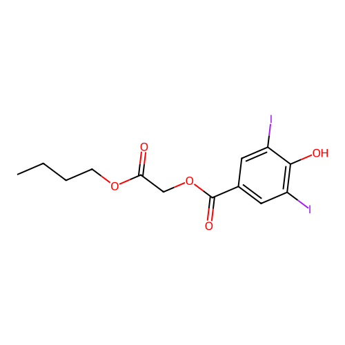 2-Butoxy-2-oxoethyl 4-hydroxy-3,5-diiodobenzoate structure