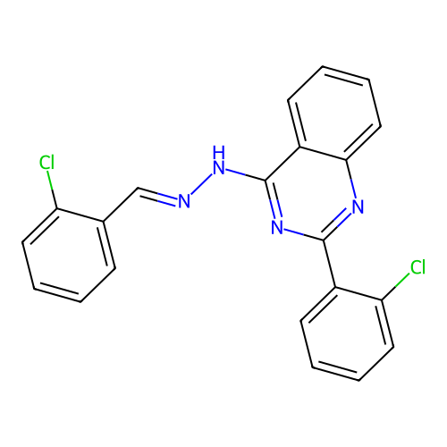 4-[(2E)-2-(2-chlorobenzylidene)hydrazinyl]-2-(2-chlorophenyl)quinazoline structure