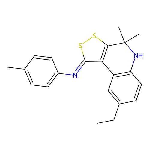 (Z)-N-(8-ethyl-4,4-dimethyl-4,5-dihydro-1H-[1,2]dithiolo[3,4-c]quinolin-1-ylidene)-4-methylaniline structure