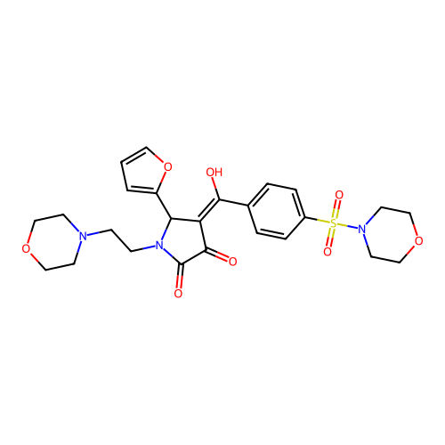 (4E)-5-(furan-2-yl)-4-[hydroxy-(4-morpholin-4-ylsulfonylphenyl)methylidene]-1-(2-morpholin-4-ylethyl)pyrrolidine-2,3-dione structure