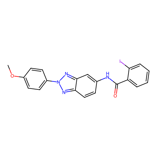 2-iodo-N-[2-(4-methoxyphenyl)-2H-benzotriazol-5-yl]benzamide structure