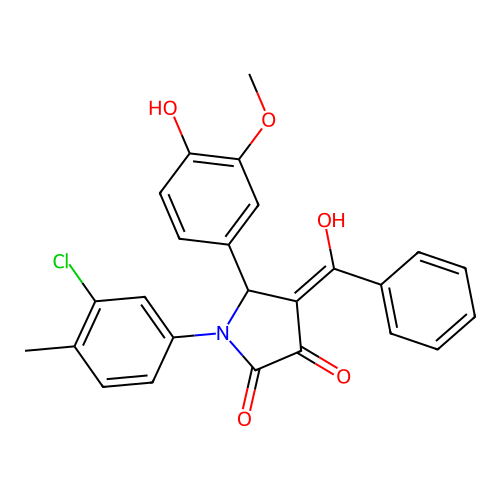 (4E)-1-(3-chloro-4-methylphenyl)-5-(4-hydroxy-3-methoxyphenyl)-4-[hydroxy(phenyl)methylidene]pyrrolidine-2,3-dione structure