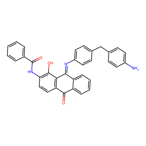 N-[9-[[4-[(4-aminophenyl)methyl]phenyl]amino]-1,10-dioxo-anthracen-2-yl]benzamide structure