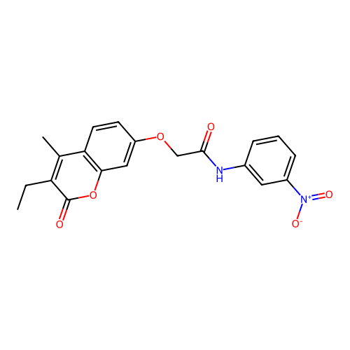 2-((3-ethyl-4-methyl-2-oxo-2H-chromen-7-yl)oxy)-N-(3-nitrophenyl)acetamide structure