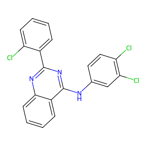2-(2-chlorophenyl)-N-(3,4-dichlorophenyl)quinazolin-4-amine structure