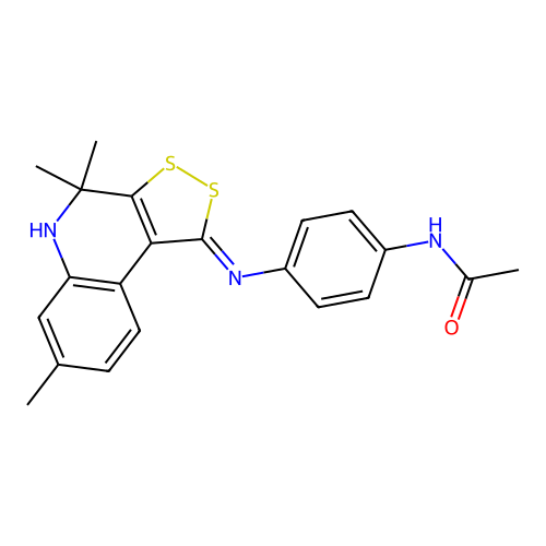 N-[4-[(4,4,7-trimethyl-5H-dithiolo[3,4-c]quinolin-1-ylidene)amino]phenyl]acetamide structure