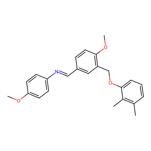 (E)-N-(3-((2,3-dimethylphenoxy)methyl)-4-methoxybenzylidene)-4-methoxyaniline structure