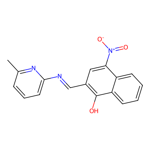 2-(((6-Methylpyridin-2-yl)imino)methyl)-4-nitronaphthalen-1-ol structure