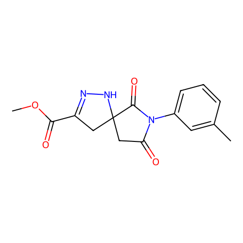 methyl 6,8-dioxo-7-(m-tolyl)-1,2,7-triazaspiro[4.4]non-2-ene-3-carboxylate structure