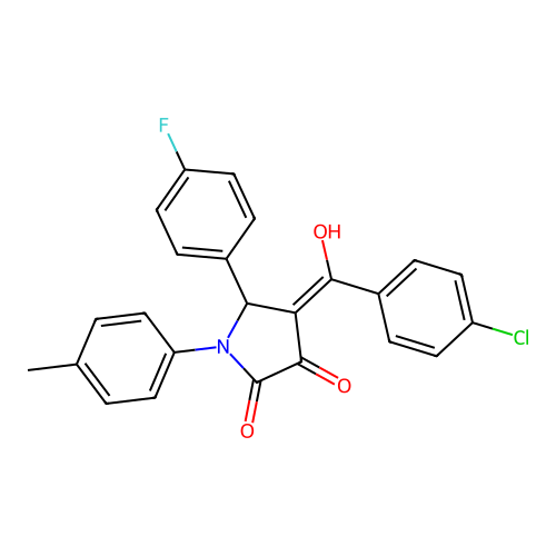 (4E)-4-[(4-chlorophenyl)(hydroxy)methylidene]-5-(4-fluorophenyl)-1-(4-methylphenyl)pyrrolidine-2,3-dione structure