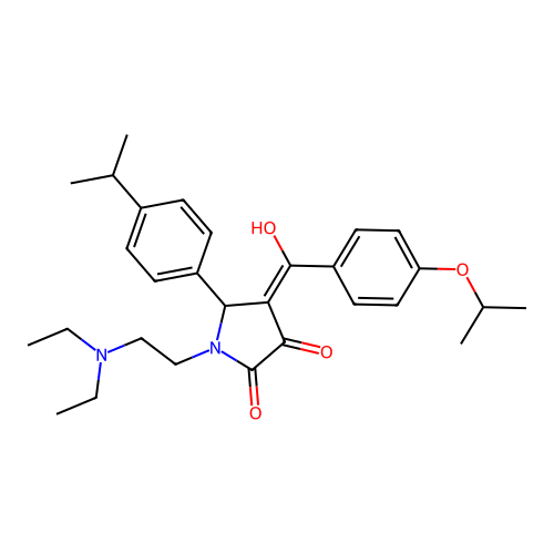 (4E)-1-(2-diethylaminoethyl)-4-[hydroxy-(4-propan-2-yloxyphenyl)methylidene]-5-(4-propan-2-ylphenyl)pyrrolidine-2,3-dione structure