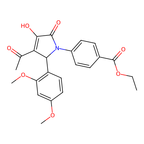 Ethyl 4-[3-acetyl-2-(2,4-dimethoxyphenyl)-4-hydroxy-5-oxo-2H-pyrrol-1-yl]benzoate structure