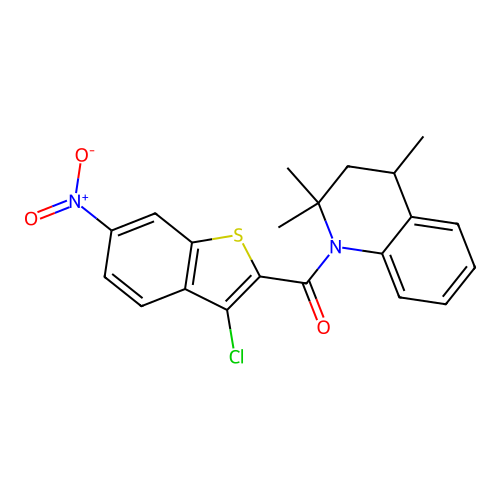 (3-chloro-6-nitro-1-benzothiophen-2-yl)(2,2,4-trimethyl-3,4-dihydroquinolin-1(2H)-yl)methanone structure