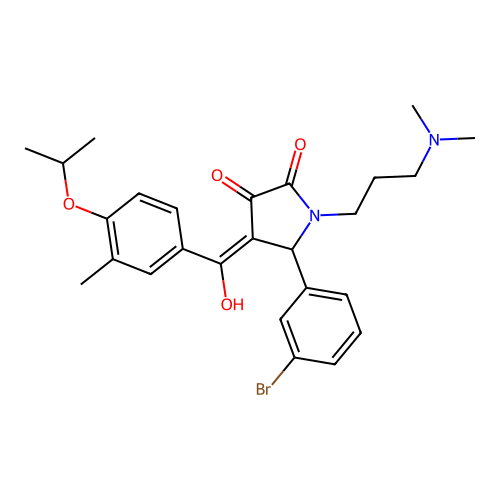 (4E)-5-(3-bromophenyl)-1-[3-(dimethylamino)propyl]-4-[hydroxy-(3-methyl-4-propan-2-yloxyphenyl)methylidene]pyrrolidine-2,3-dione structure