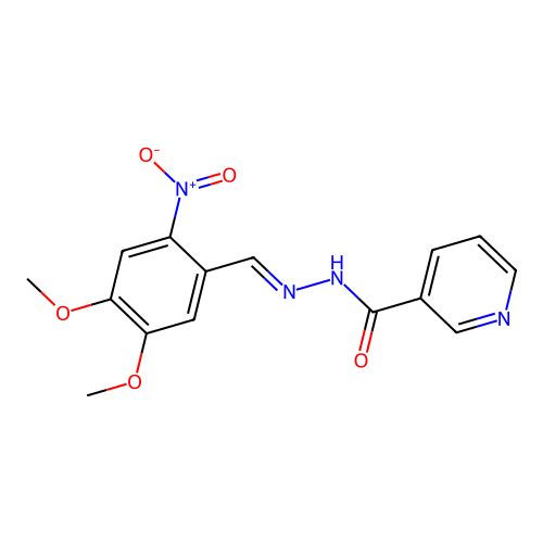 N'-[(E)-(4,5-dimethoxy-2-nitrophenyl)methylidene]pyridine-3-carbohydrazide structure