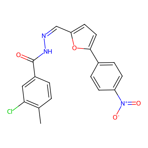 (Z)-3-chloro-4-methyl-N'-((5-(4-nitrophenyl)furan-2-yl)methylene)benzohydrazide structure