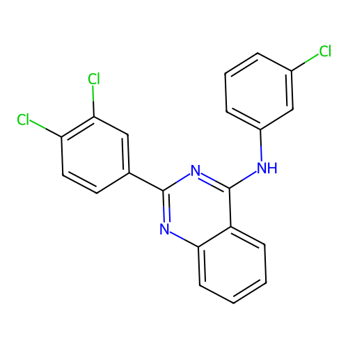 N-(3-chlorophenyl)-2-(3,4-dichlorophenyl)quinazolin-4-amine structure