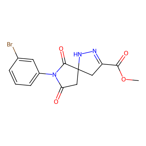 Methyl 7-(3-bromophenyl)-6,8-dioxo-1,2,7-triazaspiro[4.4]non-2-ene-3-carboxylate structure