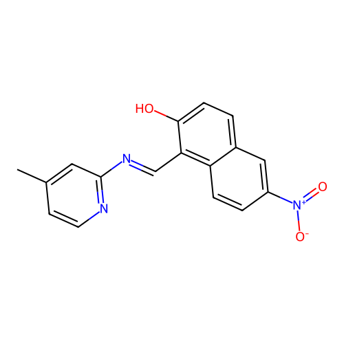 1-{(E)-[(4-methylpyridin-2-yl)imino]methyl}-6-nitronaphthalen-2-ol structure