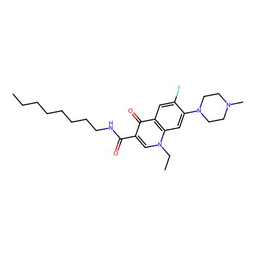 1-ethyl-6-fluoro-7-(4-methylpiperazin-1-yl)-N-octyl-4-oxo-1,4-dihydroquinoline-3-carboxamide structure