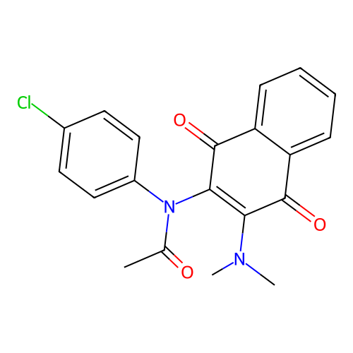 N-(4-chlorophenyl)-N-(3-(dimethylamino)-1,4-dioxo-1,4-dihydronaphthalen-2-yl)acetamide structure