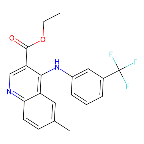 Ethyl 6-methyl-4-{[3-(trifluoromethyl)phenyl]amino}quinoline-3-carboxylate structure