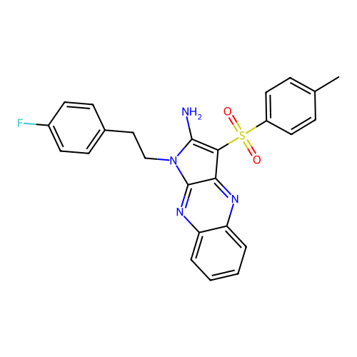 1-(4-fluorophenethyl)-3-tosyl-1H-pyrrolo[2,3-b]quinoxalin-2-amine structure