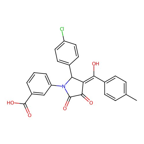 3-[(3E)-2-(4-chlorophenyl)-3-[hydroxy-(4-methylphenyl)methylidene]-4,5-dioxopyrrolidin-1-yl]benzoic acid structure