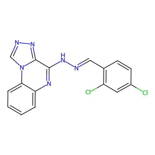 4-[(2E)-2-(2,4-dichlorobenzylidene)hydrazinyl][1,2,4]triazolo[4,3-a]quinoxaline structure