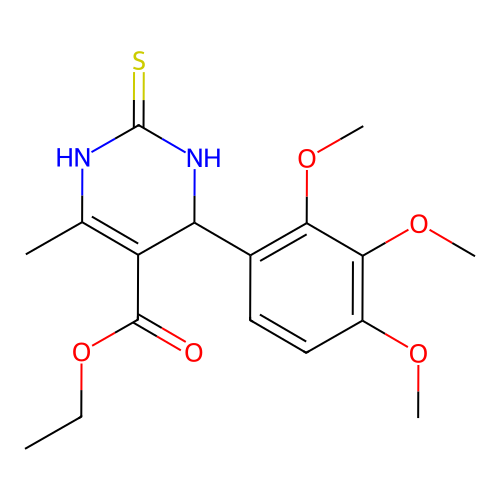 ethyl 6-methyl-2-thioxo-4-(2,3,4-trimethoxyphenyl)-1,2,3,4-tetrahydropyrimidine-5-carboxylate structure