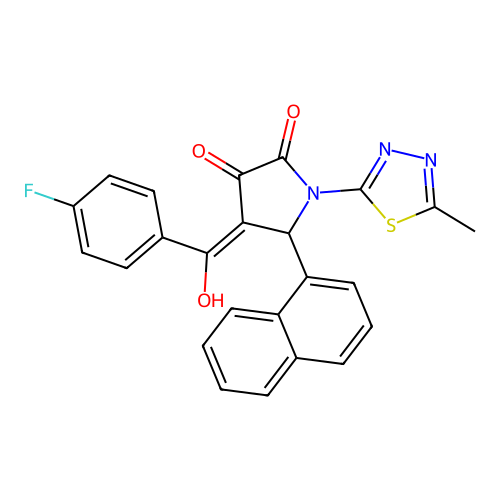 (4E)-4-[(4-fluorophenyl)(hydroxy)methylidene]-1-(5-methyl-1,3,4-thiadiazol-2-yl)-5-(naphthalen-1-yl)pyrrolidine-2,3-dione structure