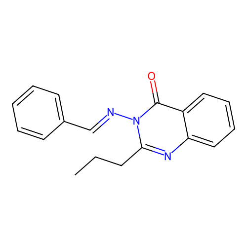 3-{[(E)-phenylmethylidene]amino}-2-propylquinazolin-4(3H)-one structure