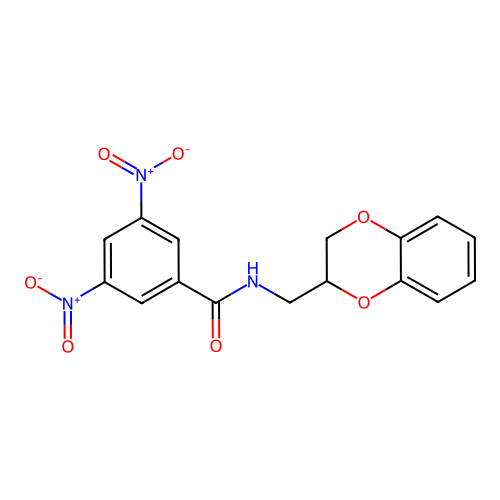 N-(2,3-dihydro-1,4-benzodioxin-2-ylmethyl)-3,5-dinitrobenzamide structure