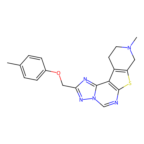 9-methyl-2-[(4-methylphenoxy)methyl]-8,9,10,11-tetrahydropyrido[4',3':4,5]thieno[3,2-e][1,2,4]triazolo[1,5-c]pyrimidine structure