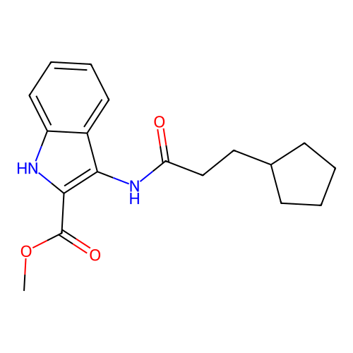 methyl 3-[(3-cyclopentylpropanoyl)amino]-1H-indole-2-carboxylate structure