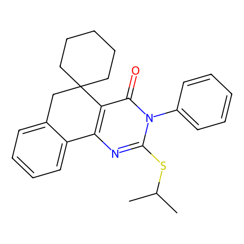 2-(isopropylthio)-3-phenyl-3H-spiro[benzo[h]quinazoline-5,1'-cyclohexan]-4(6H)-one structure