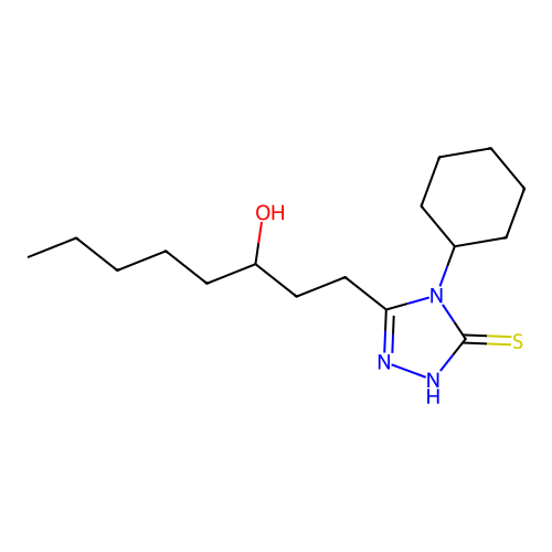 1-(4-cyclohexyl-5-mercapto-4H-1,2,4-triazol-3-yl)octan-3-ol structure