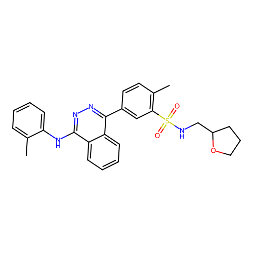 2-methyl-5-{4-[(2-methylphenyl)amino]phthalazin-1-yl}-N-(tetrahydrofuran-2-ylmethyl)benzenesulfonamide structure